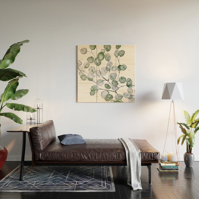 Eucalyptus Green Watercolor Wood Wall Art Gallery Image 2