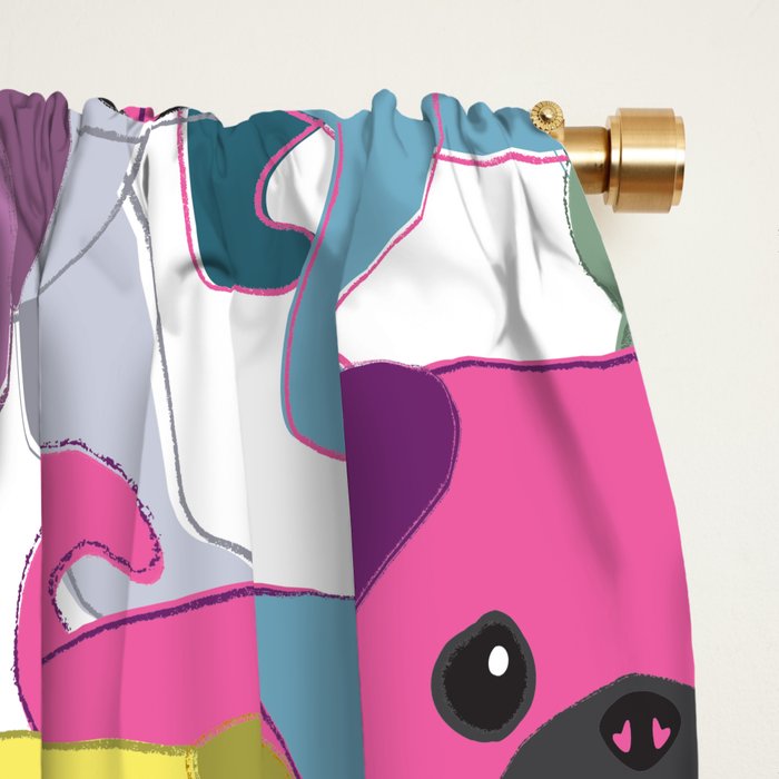 Colored Pugs Pattern - no1 Window Curtain Gallery Image 2