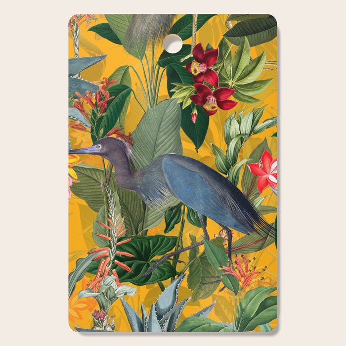 Vintage & Shabby Chic - Sunny Tropical Garden Blue Heron Cutting Board Gallery Image 1