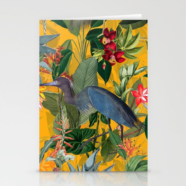Vintage & Shabby Chic - Sunny Tropical Garden Blue Heron Stationery Card Gallery Image 2