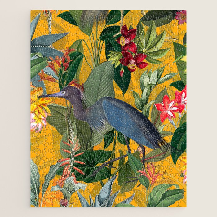 Vintage & Shabby Chic - Sunny Tropical Garden Blue Heron Jigsaw Puzzle Gallery Image 1