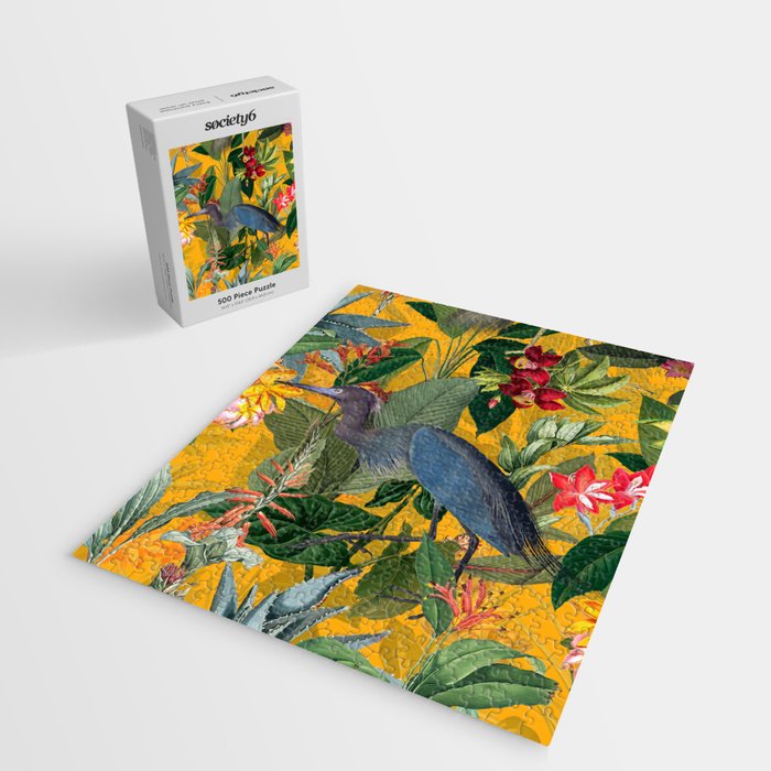 Vintage & Shabby Chic - Sunny Tropical Garden Blue Heron Jigsaw Puzzle Gallery Image 2