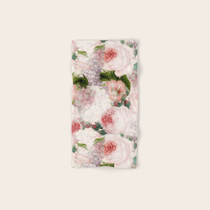 Vintage & Shabby Chic - Pastel Pink Botanical Summer Roses Garden Bath Towel Gallery Image 1
