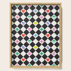 Tropical Vacation Symbols Black and White Harlequin Diamond Grid Serving Tray Gallery Image 1
