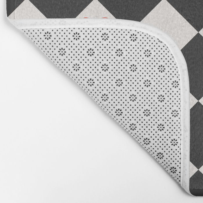 Tropical Vacation Symbols Black and White Harlequin Diamond Grid Bath Mat Gallery Image 2