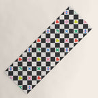 Tropical Vacation Symbols Black and White Harlequin Diamond Grid Yoga Mat Gallery Image 1