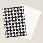 Tropical Vacation Symbols Black and White Harlequin Diamond Grid Stationery Card Gallery Image 2
