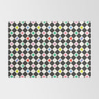 Tropical Vacation Symbols Black and White Harlequin Diamond Grid Rug Gallery Image 2