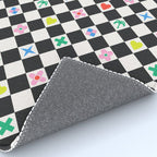 Tropical Vacation Symbols Black and White Harlequin Diamond Grid Rug Gallery Image 4