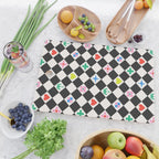 Tropical Vacation Symbols Black and White Harlequin Diamond Grid Cutting Board Gallery Image 2