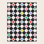 Tropical Vacation Symbols Black and White Harlequin Diamond Grid Poster Gallery Image 4