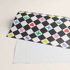 Tropical Vacation Symbols Black and White Harlequin Diamond Grid Wrapping Paper Gallery Image 2