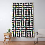 Tropical Vacation Symbols Black and White Harlequin Diamond Grid Window Curtain Gallery Image 5