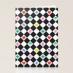 Tropical Vacation Symbols Black and White Harlequin Diamond Grid Stationery Card Gallery Image 2