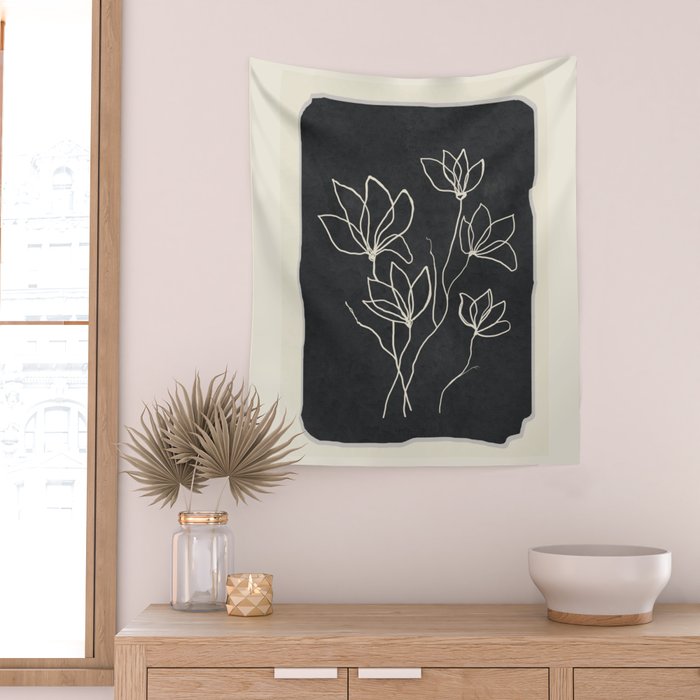 Line Wildflowers 1 Wall Tapestry Gallery Image 2