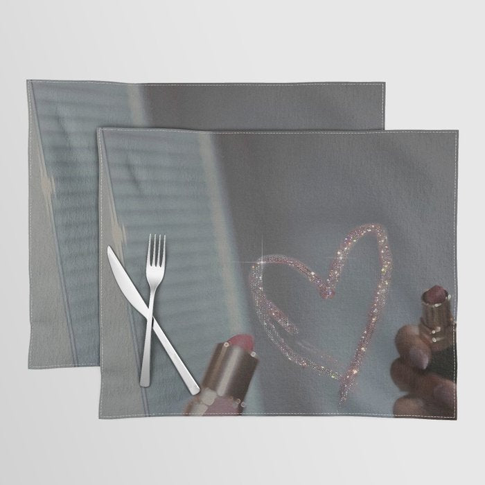 I LOVE YOU | glitter | love | heart | lipstick | mirror | collage | fashion | glam | pink | cute | art | wall | photo  Placemat Gallery Image 1