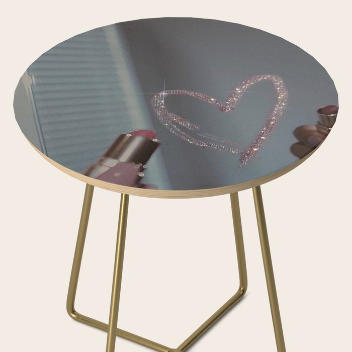 I LOVE YOU | glitter | love | heart | lipstick | mirror | collage | fashion | glam | pink | cute | art | wall | photo  Side Table Gallery Image 2