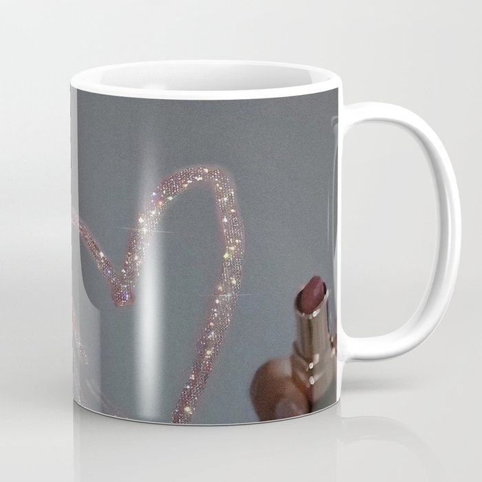 I LOVE YOU | glitter | love | heart | lipstick | mirror | collage | fashion | glam | pink | cute | art | wall | photo  Coffee Mug Gallery Image 1