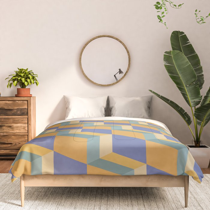Cuboid Geometric Abstract Shapes Pattern XV Comforter Gallery Image 3