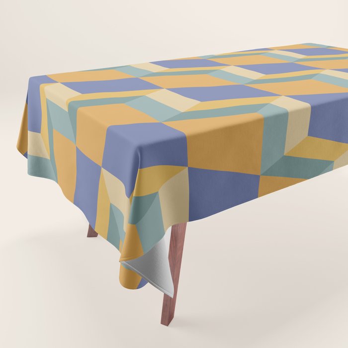 Cuboid Geometric Abstract Shapes Pattern XV Tablecloth Gallery Image 1