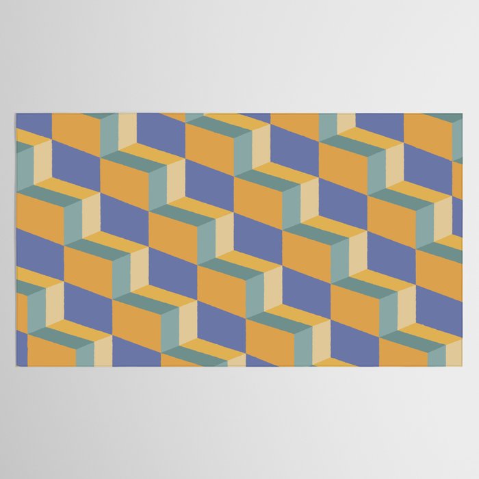 Cuboid Geometric Abstract Shapes Pattern XV Tablecloth Gallery Image 2