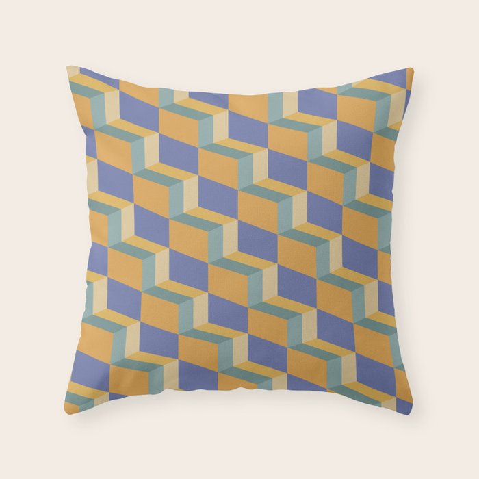 Cuboid Geometric Abstract Shapes Pattern XV Throw Pillow Gallery Image 6
