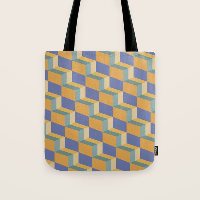 Cuboid Geometric Abstract Shapes Pattern XV Tote Bag Gallery Image 1
