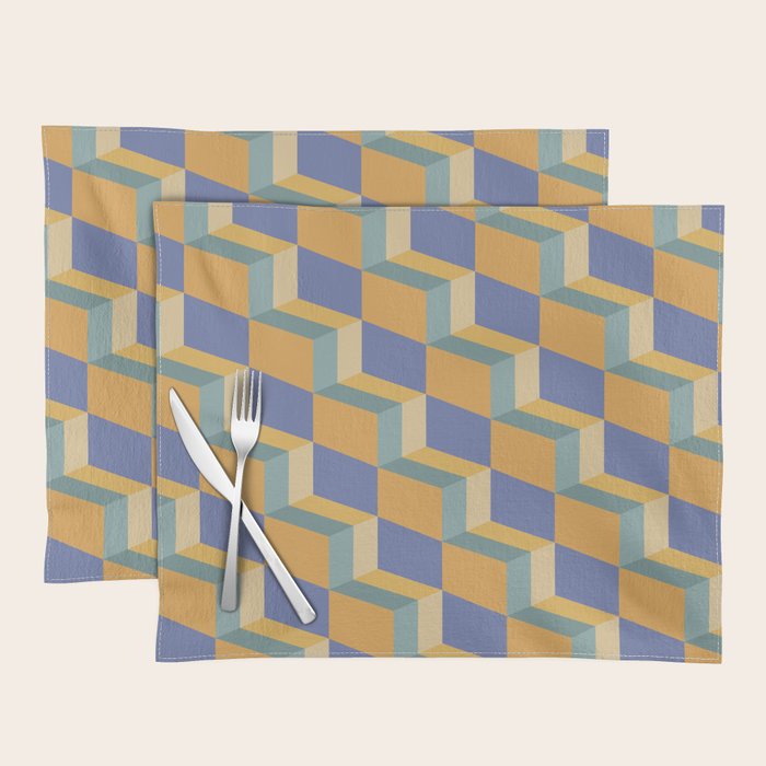 Cuboid Geometric Abstract Shapes Pattern XV Placemat Gallery Image 1