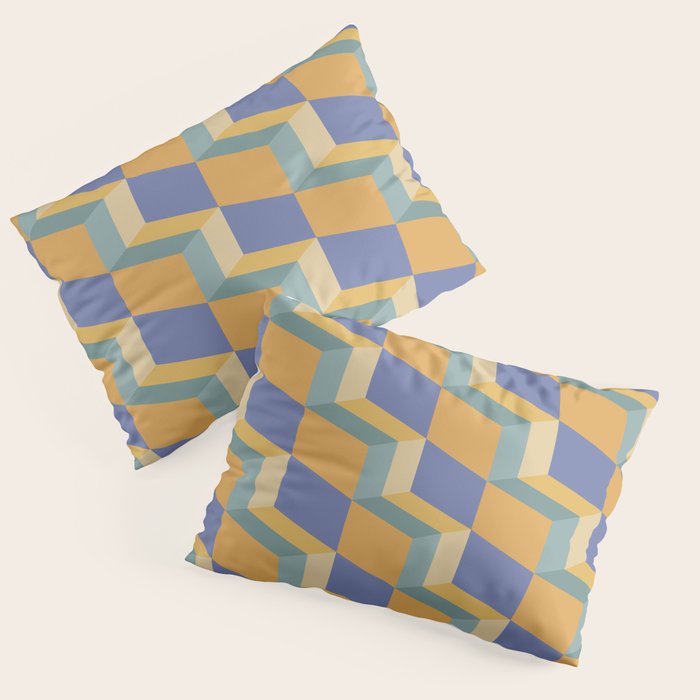 Cuboid Geometric Abstract Shapes Pattern XV Pillow Sham Gallery Image 3