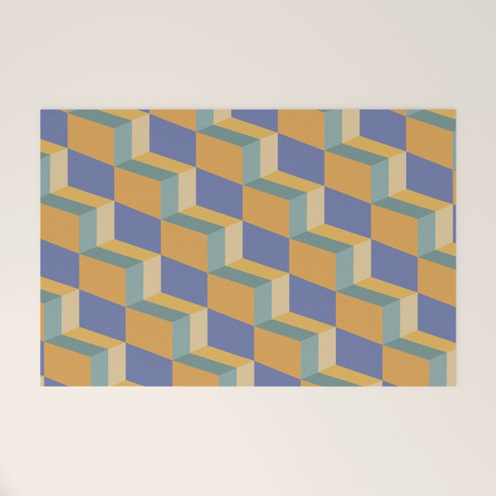 Cuboid Geometric Abstract Shapes Pattern XV Welcome Mat Gallery Image 1