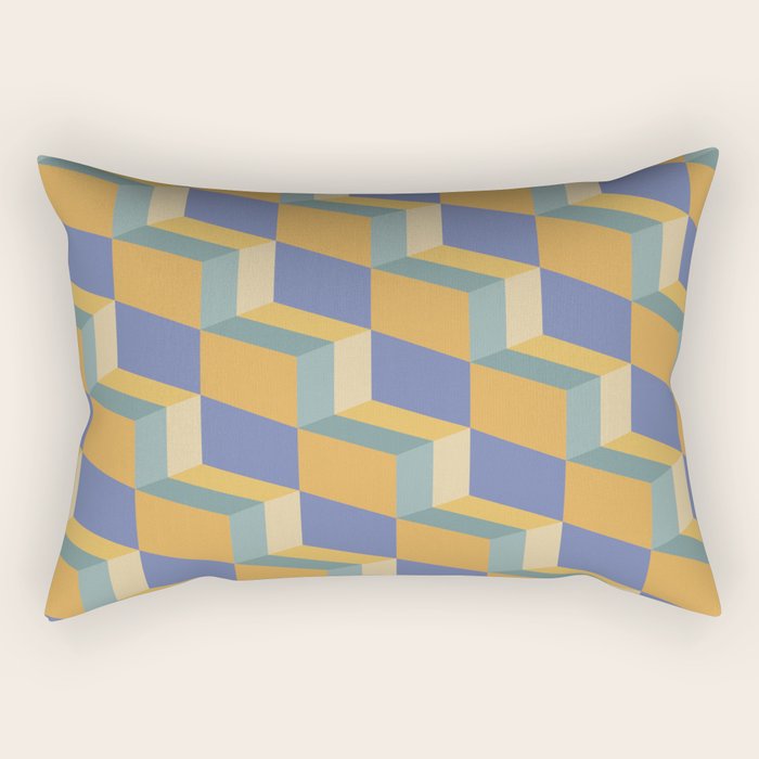 Cuboid Geometric Abstract Shapes Pattern XV Rectangular Pillow Gallery Image 1