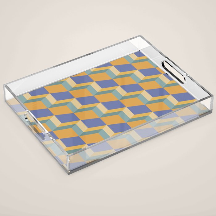 Cuboid Geometric Abstract Shapes Pattern XV Acrylic Tray Gallery Image 1