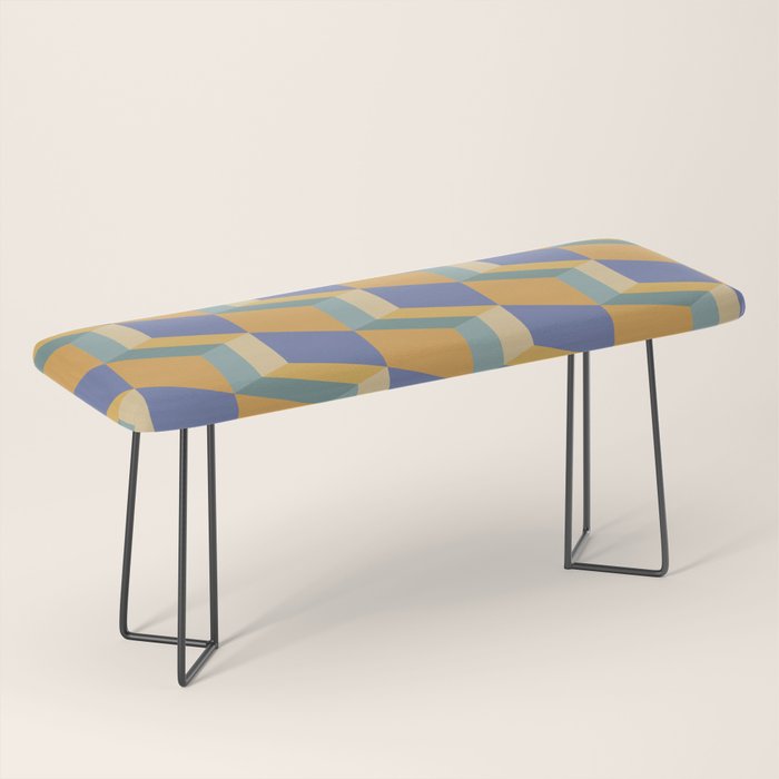Cuboid Geometric Abstract Shapes Pattern XV Bench Gallery Image 1
