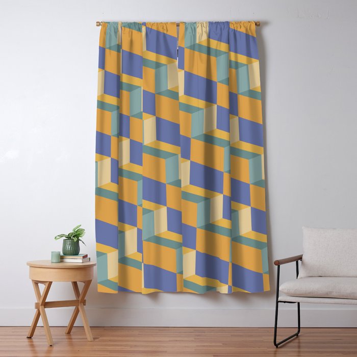 Cuboid Geometric Abstract Shapes Pattern XV Window Curtain Gallery Image 1