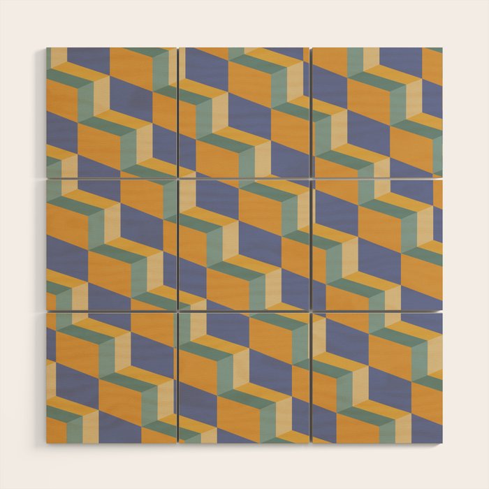 Cuboid Geometric Abstract Shapes Pattern XV Wood Wall Art Gallery Image 1