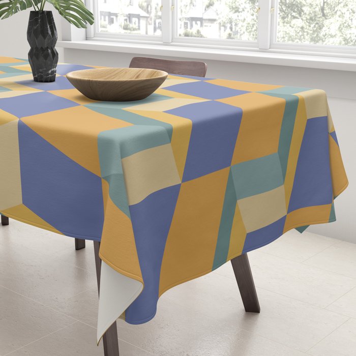 Cuboid Geometric Abstract Shapes Pattern XV Tablecloth Gallery Image 3