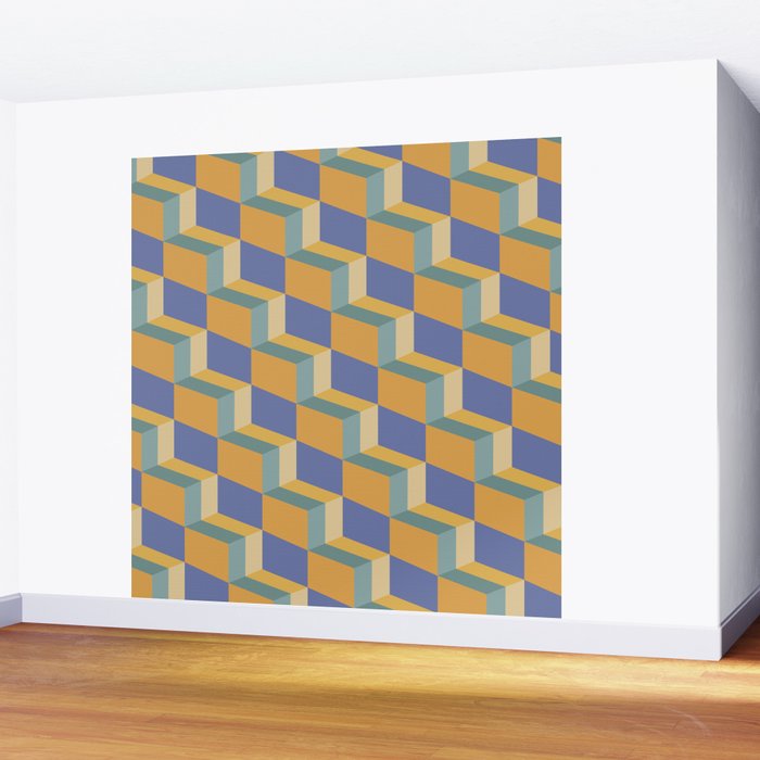 Cuboid Geometric Abstract Shapes Pattern XV Wall Mural Gallery Image 2