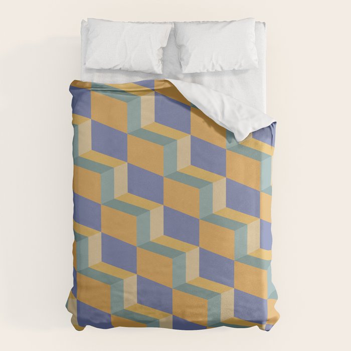 Cuboid Geometric Abstract Shapes Pattern XV Duvet Cover Gallery Image 1