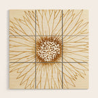 Gold Sunflower Drawing Wood Wall Art Gallery Image 1