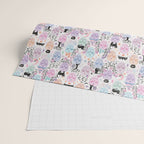 Pastel candy-colored skulls with cats, bats, and witchy things - halloween, bone Wrapping Paper Gallery Image 2