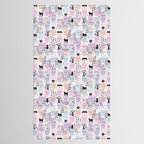 Pastel candy-colored skulls with cats, bats, and witchy things - halloween, bone Tablecloth Gallery Image 2