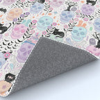 Pastel candy-colored skulls with cats, bats, and witchy things - halloween, bone Rug Gallery Image 4