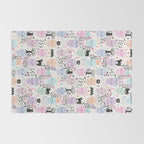 Pastel candy-colored skulls with cats, bats, and witchy things - halloween, bone Rug Gallery Image 2