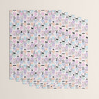 Pastel candy-colored skulls with cats, bats, and witchy things - halloween, bone Wrapping Paper Gallery Image 3