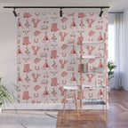 Cute Cowgirl Pattern, Cowboy Print in Blush Pink Wall Mural Gallery Image 1