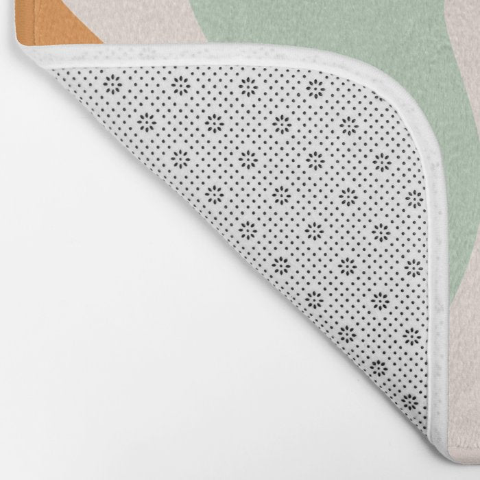 Retro Liquid Swirl Abstract Pattern in Celadon Orange Bath Mat Gallery Image 2