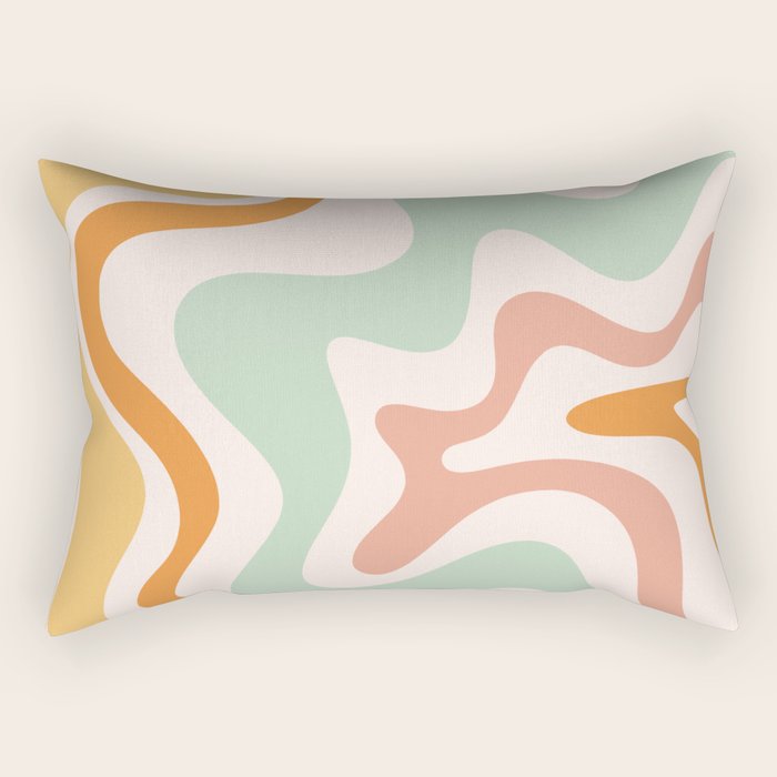 Retro Liquid Swirl Abstract Pattern in Celadon Orange Rectangular Pillow Gallery Image 2