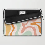 Retro Liquid Swirl Abstract Pattern in Celadon Orange Laptop Sleeve Gallery Image 2