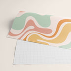 Retro Liquid Swirl Abstract Pattern in Celadon Orange Wrapping Paper Gallery Image 2
