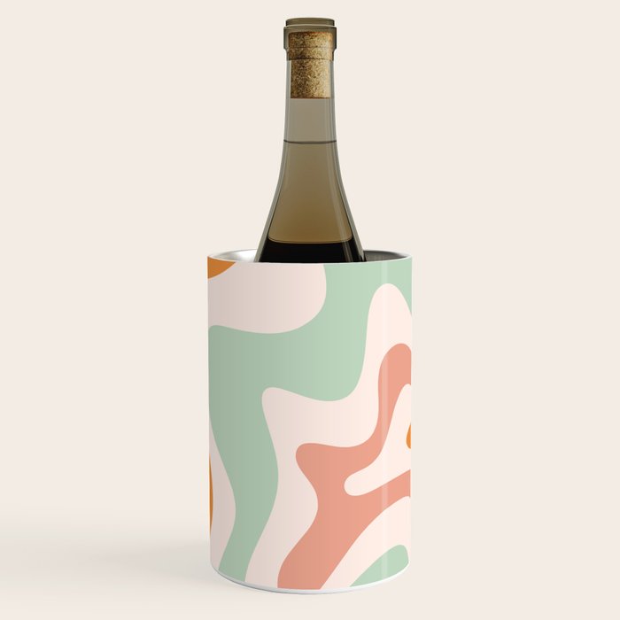 Retro Liquid Swirl Abstract Pattern in Celadon Orange Wine Chiller Gallery Image 1